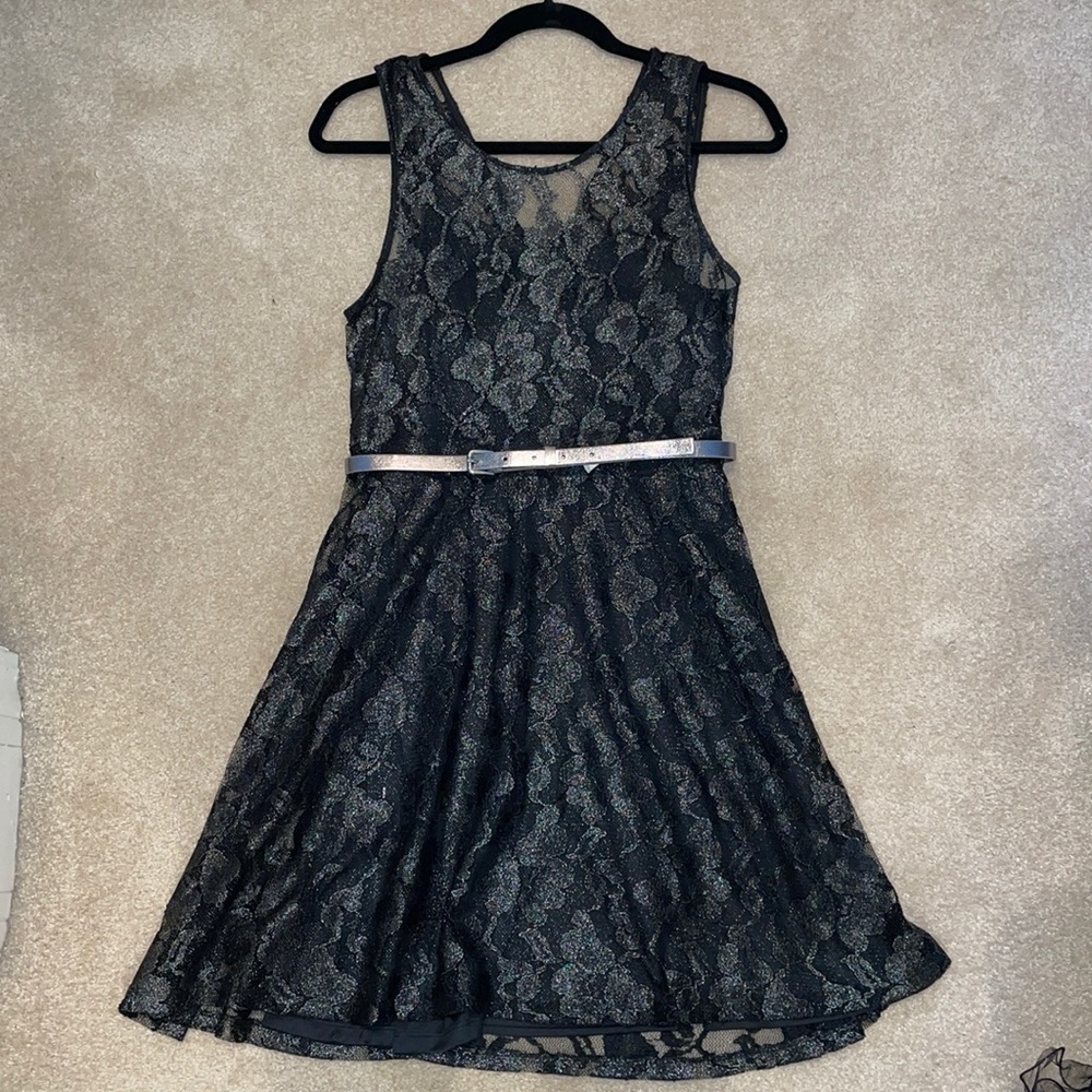 Express Black/Silver Lace Dress
